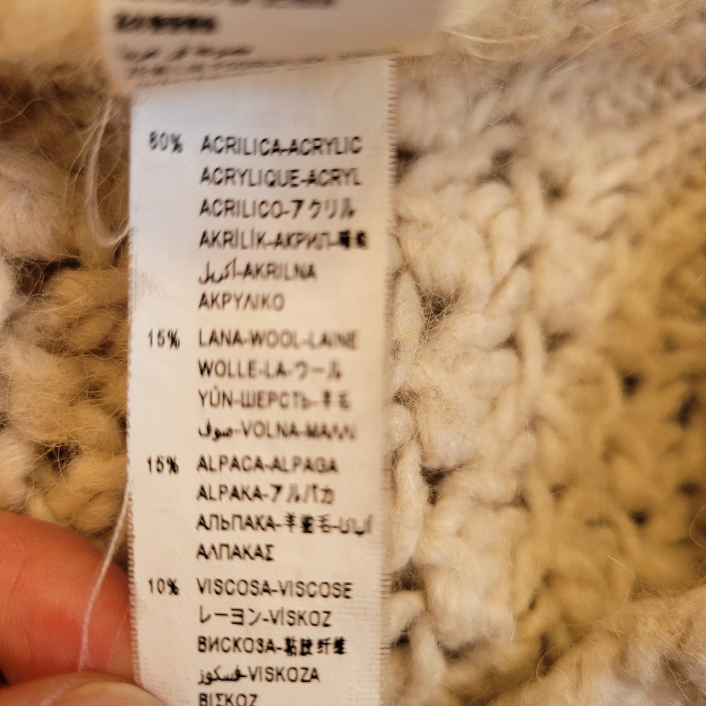 Vintage United Colors Of Benetton Crochet Knit Wool Alpaca Blend Sweater - Xs - Picture 5 of 9